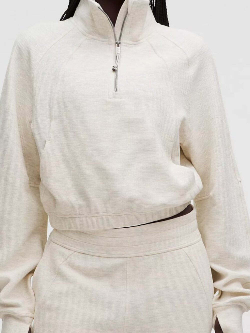 NWT Lululemon Scuba Cropped 1/2 Zip Funnel Neck WAFFLE